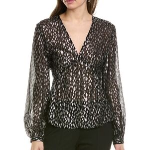 The Kooples silver metallic long sleeve v-neck blouse
